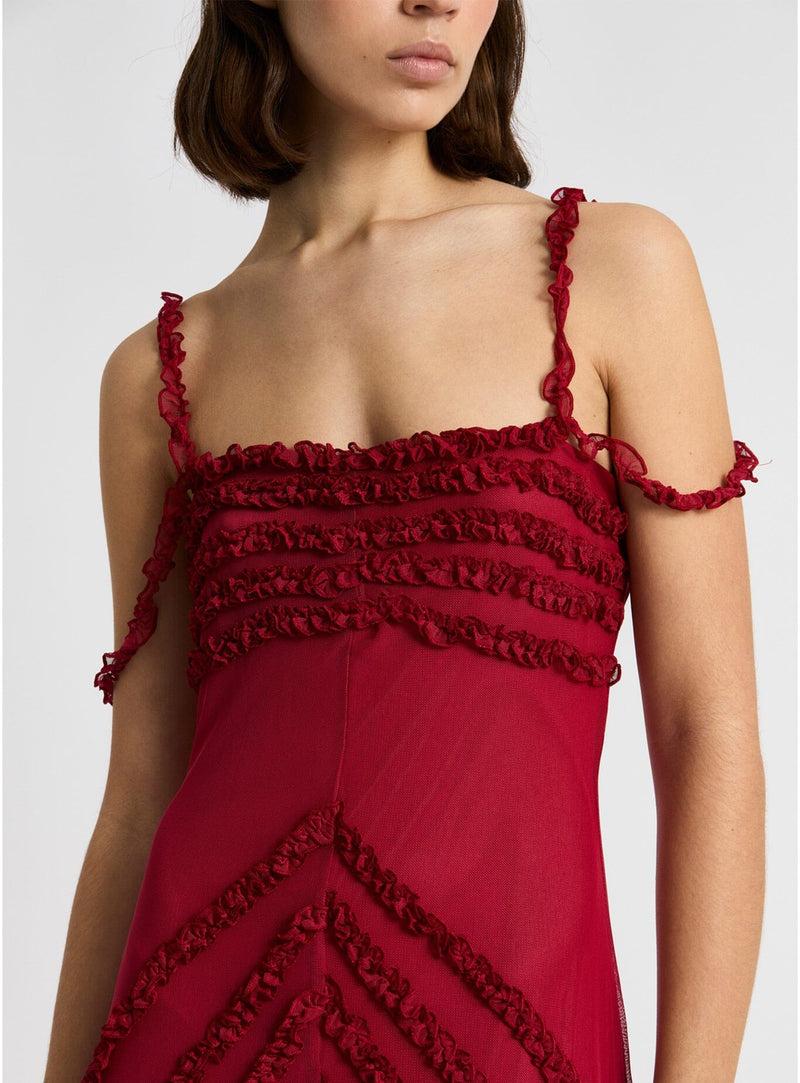 LAAGAM ARABELLA BURGUNDY DRESS