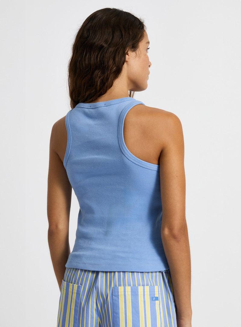LAAGAM BLUE EMBROIDERED LOGO TANK TOP