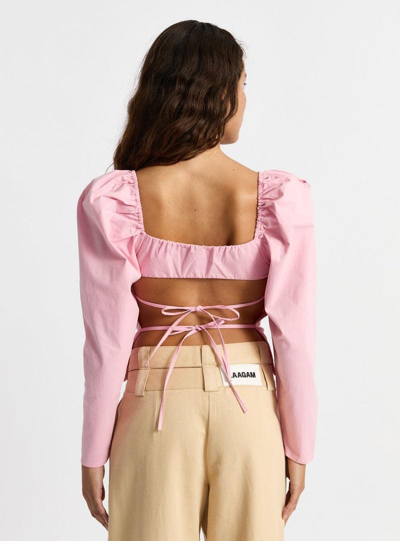 LAAGAM BRIGITTE PINK PUFF SLEEVE BLOUSE