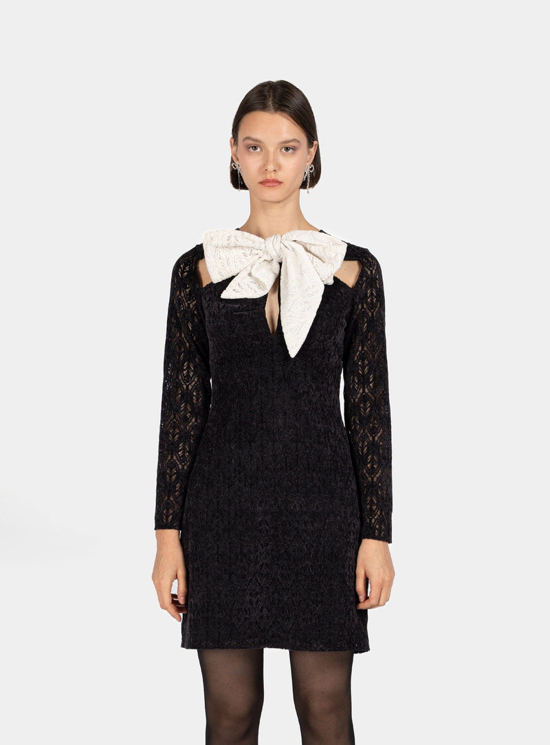 LAAGAM CANDICE BOW TEXTURED DRESS