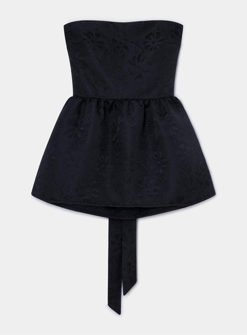 LAAGAM CECILE BLACK STRAPLESS TOP