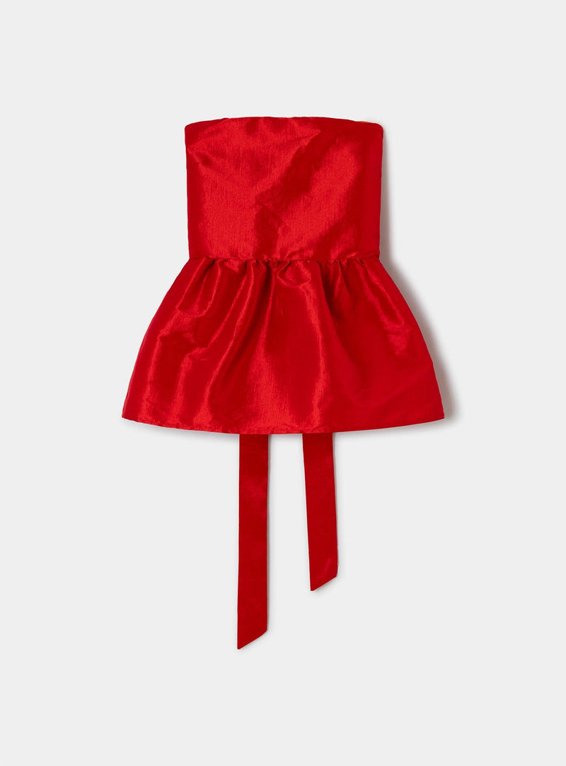 LAAGAM CECILE RED STRAPLESS TOP