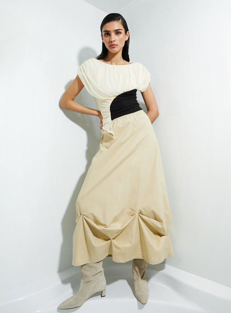 LAAGAM CHESTER PINCHED LONG SKIRT