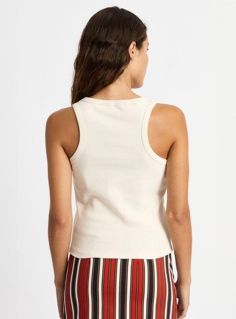 LAAGAM ECRU EMBROIDERED LOGO TANK TOP
