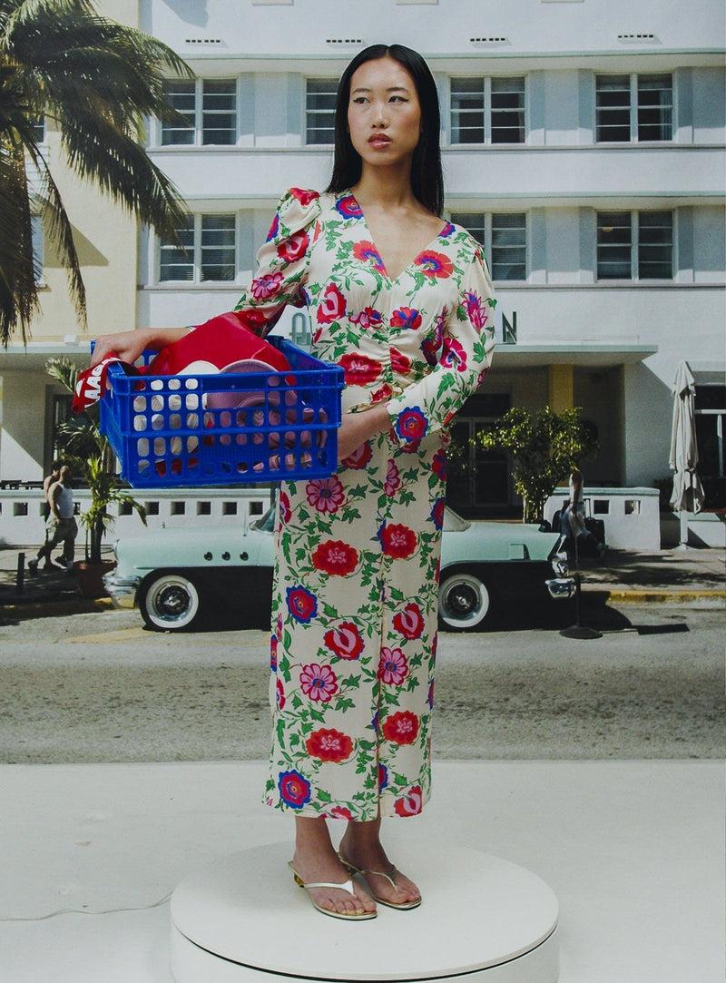 LAAGAM FELLINI ROSE MIDI DRESS