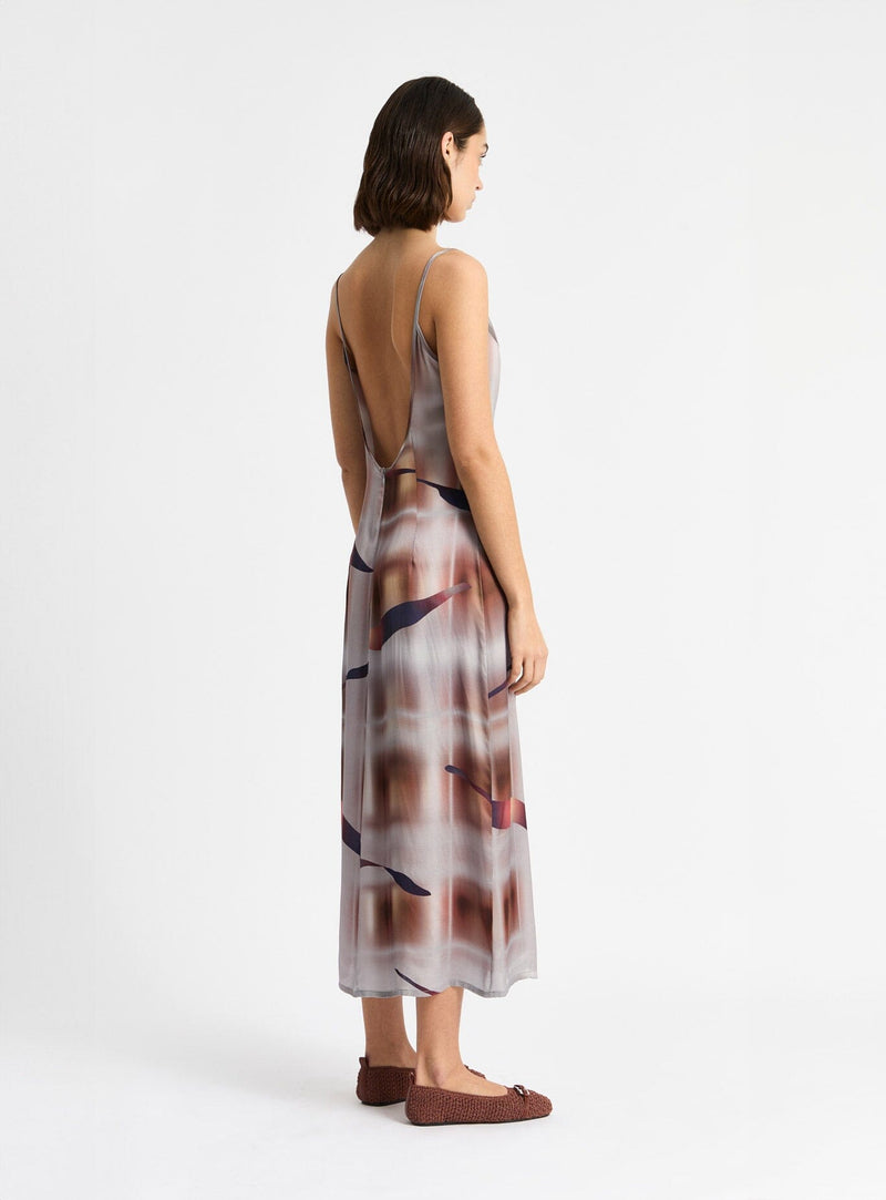 LAAGAM GALLERY GREY STRAP MIDI DRESS