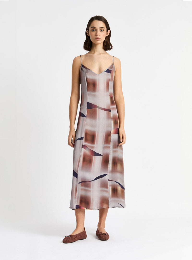 LAAGAM GALLERY GREY STRAP MIDI DRESS