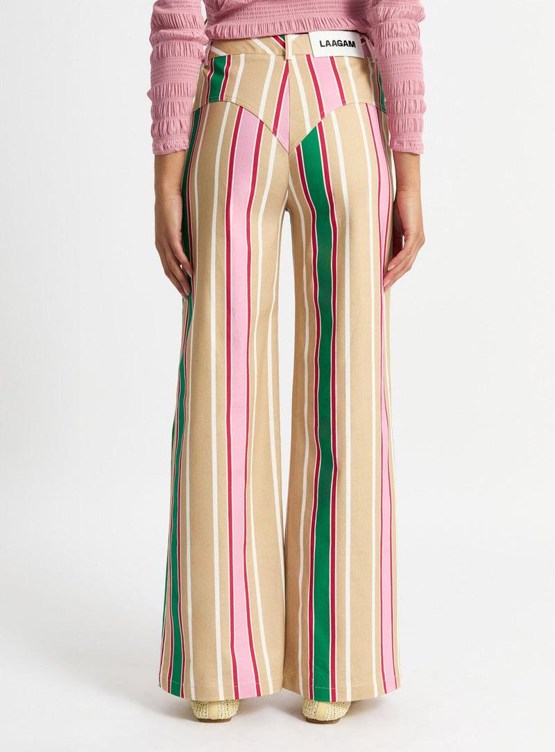 LAAGAM LEROY BROWN STRIPED TWILL PANTS