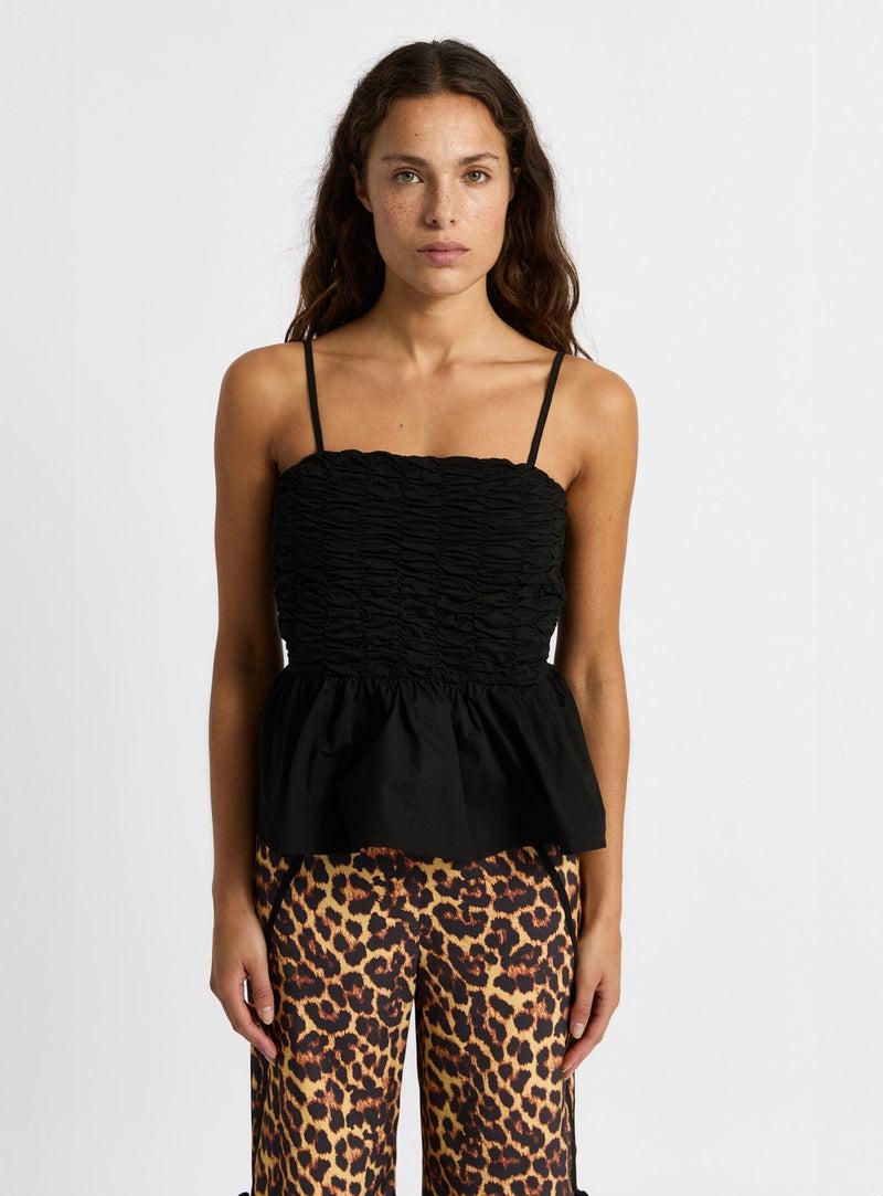 LAAGAM MATILDA BLACK RUCHED TOP