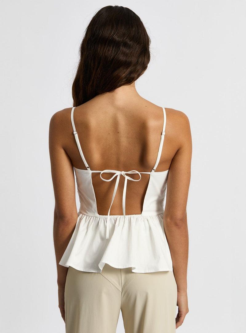 LAAGAM MATILDA WHITE RUCHED TOP