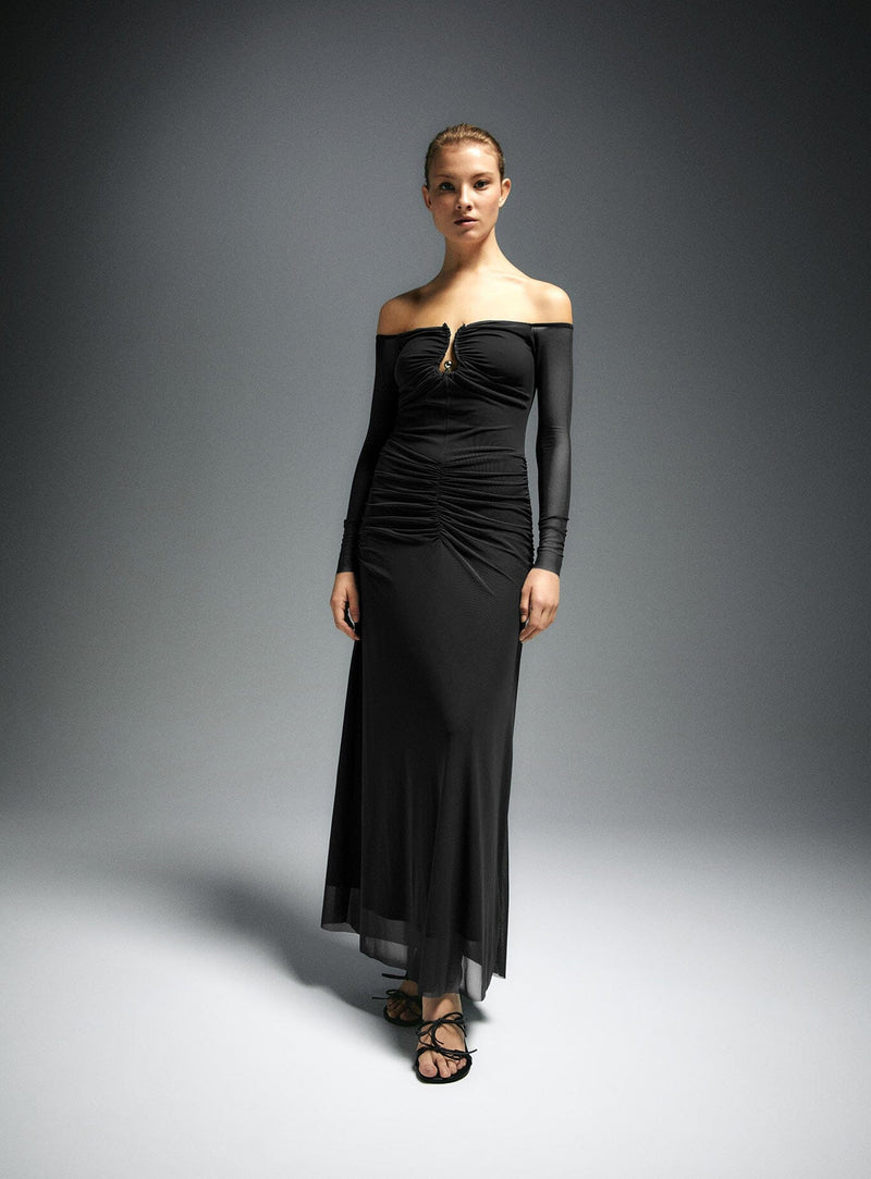 LAAGAM NAOMI BLACK TULLE DRESS