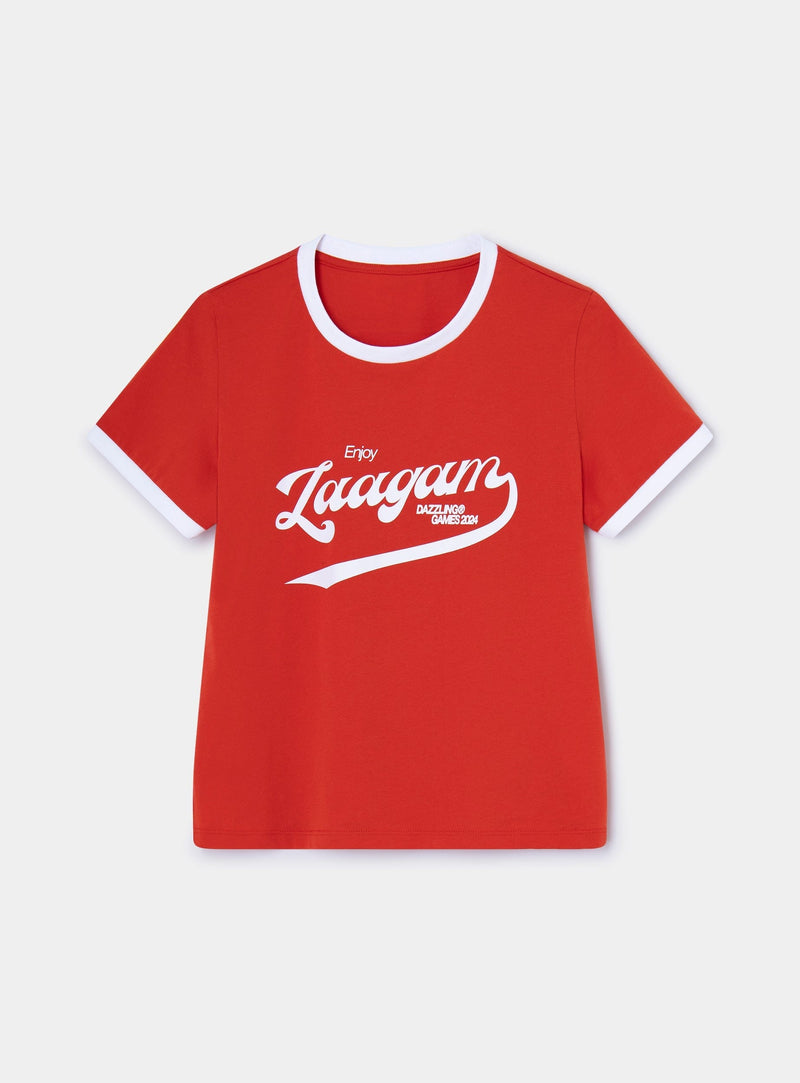 LAAGAM OLYMPIA RED COTTON LOGO T-SHIRT