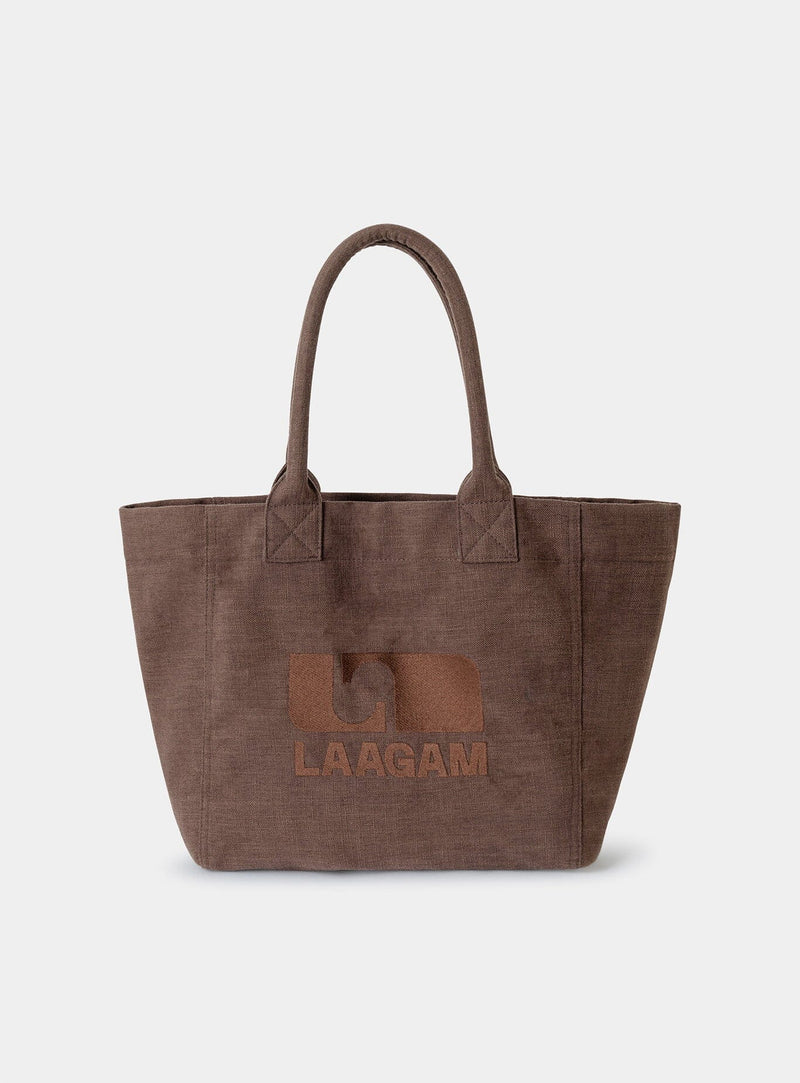LAAGAM PIANA BROWN LOGO TOTE BAG