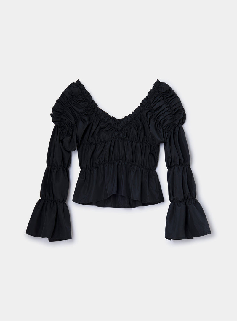 LAAGAM SADIE BLACK RUCHED BLOUSE