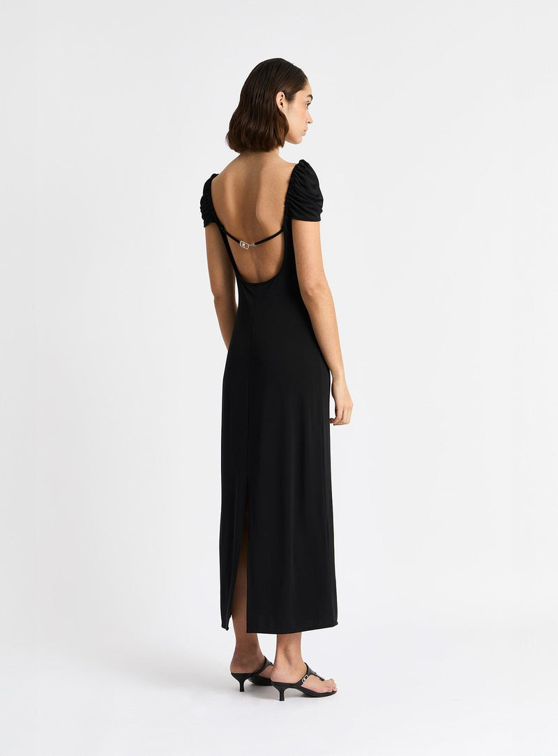 LAAGAM SIA BLACK JERSEY MIDI DRESS