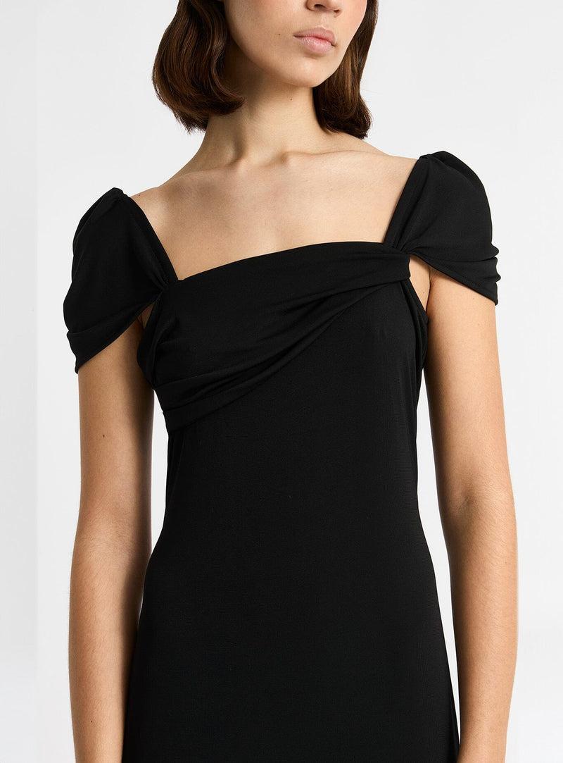 LAAGAM SIA BLACK JERSEY MIDI DRESS